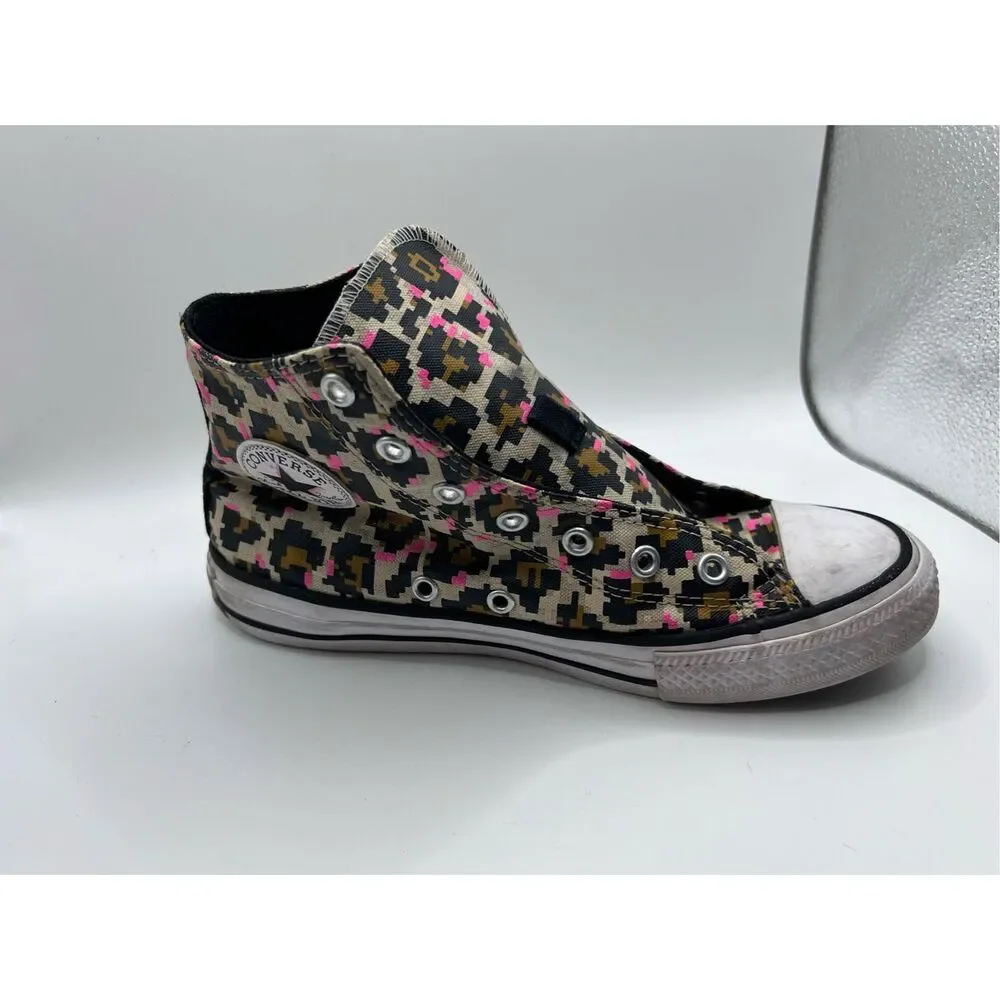 Converse Chuck Taylor Hi Top‎ Sneakers Youth Size 4 Leopard Print Lace Up Shoes